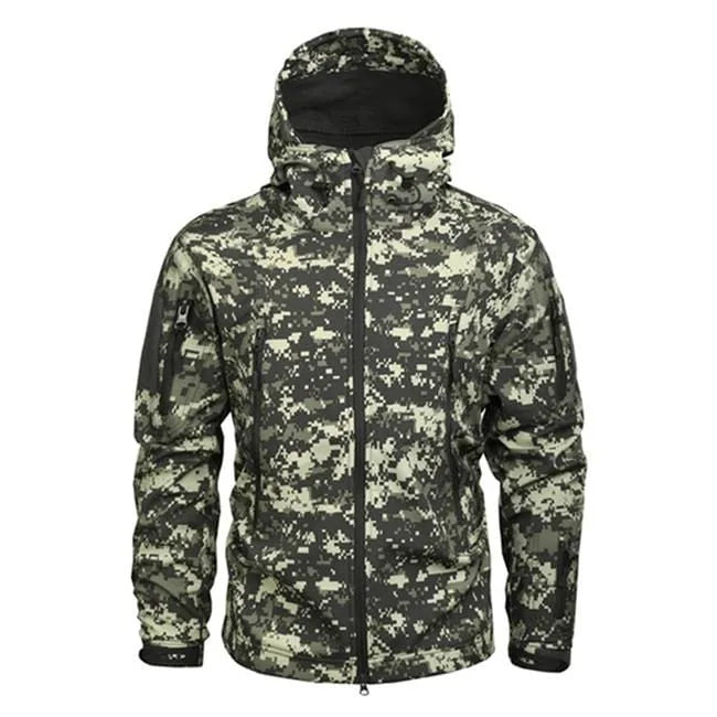 Men's Hooded Parka with Camouflage Pattern