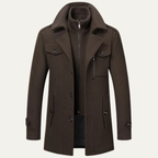 Men's Double-Collar Wool-Blend Business Coat