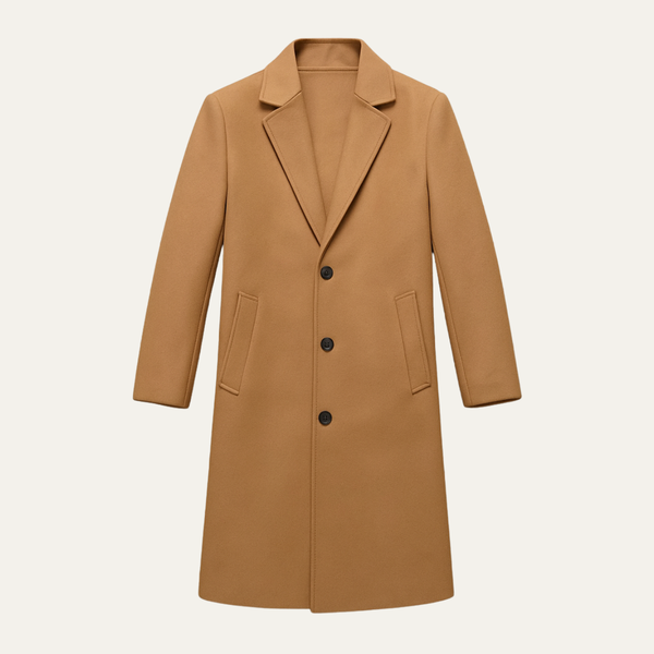 Men's Tailored Classic Overcoat – Lapel Collar, Single-Breasted