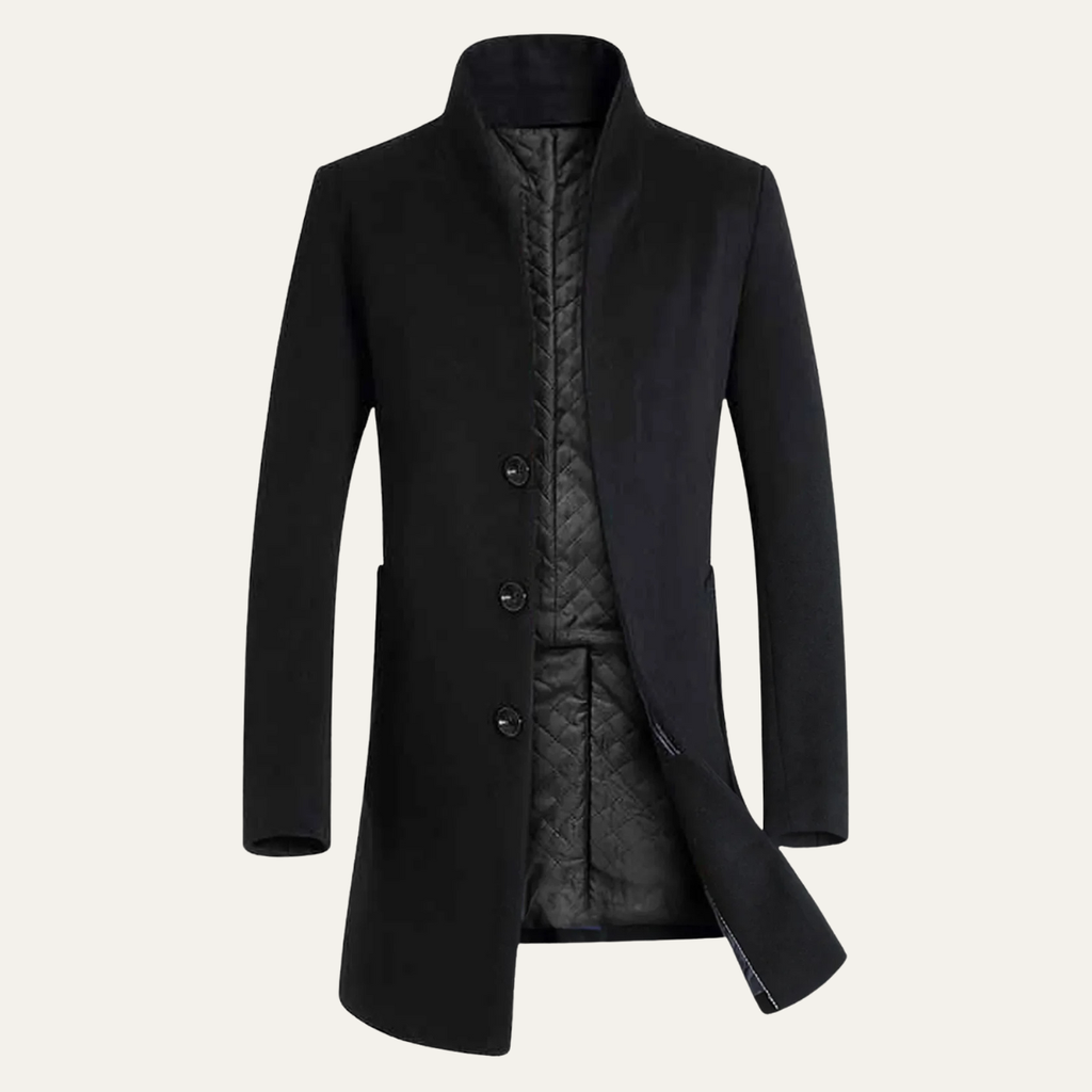 Men's Single-Breasted Wool-Blend Trench Coat – Mid Length