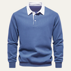 Men's Long-Sleeve Knitted Polo Shirt – Classic Collar