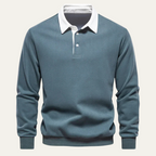 Men's Long-Sleeve Knitted Polo Shirt – Classic Collar