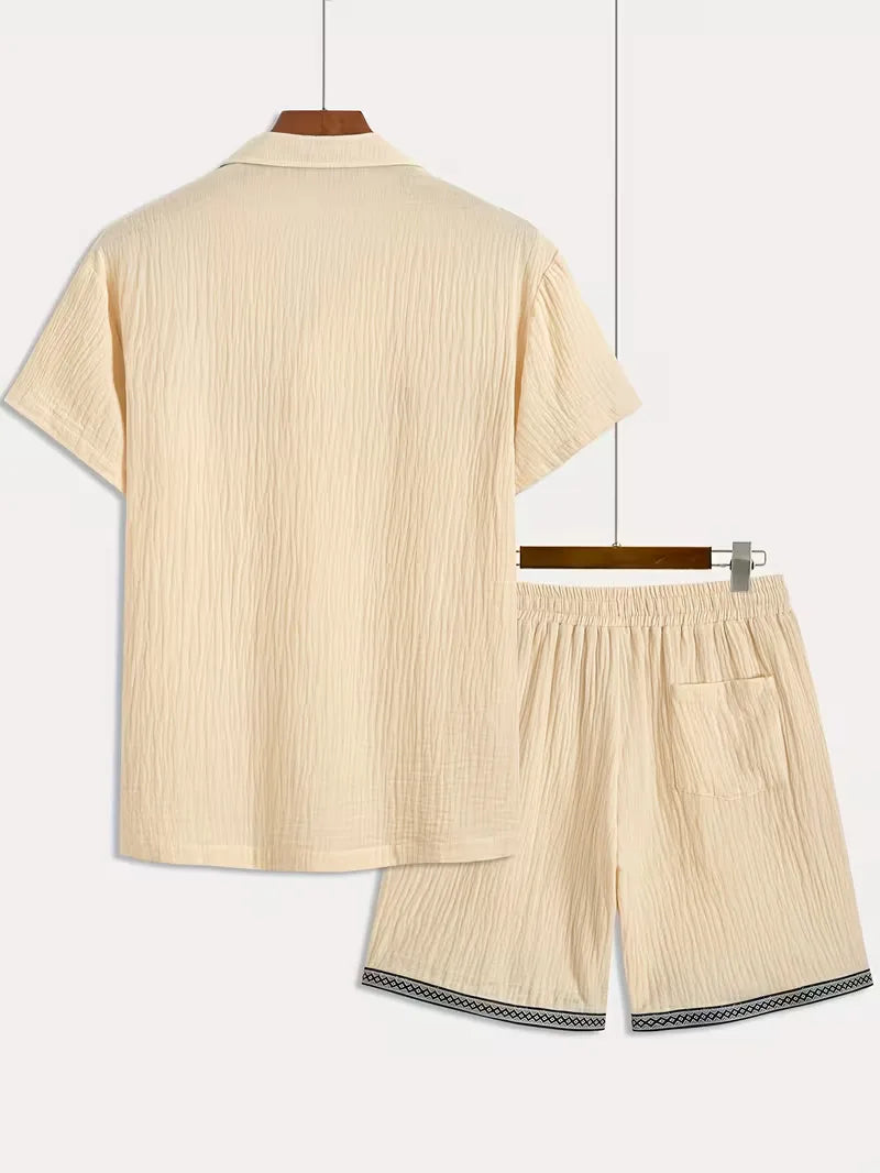 Men's V-Neck Shirt and Shorts Set