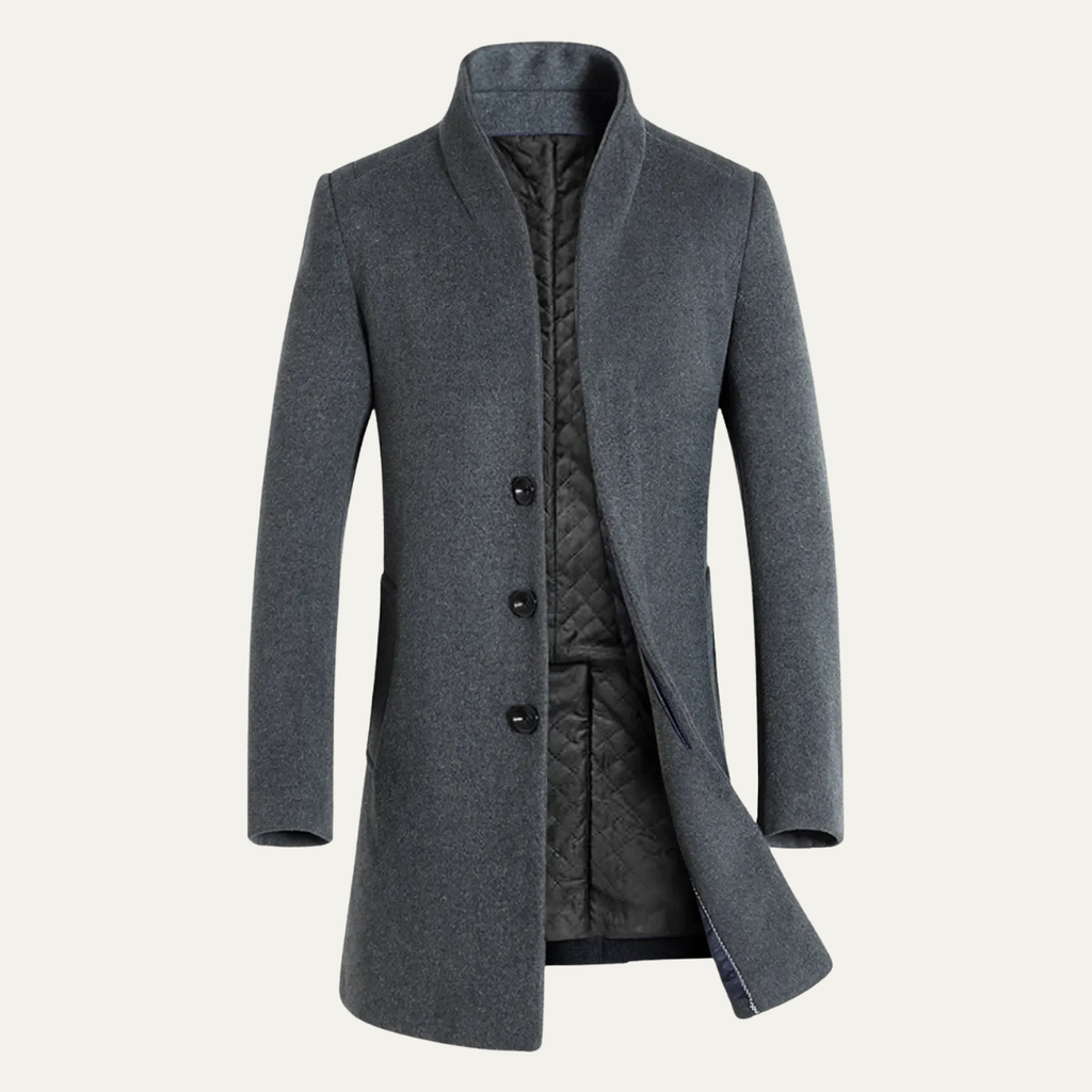 Men's Single-Breasted Wool-Blend Trench Coat – Mid Length