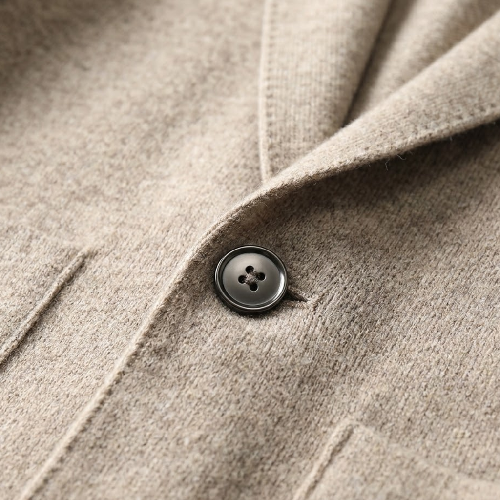 Men's Soft Wool-Blend Knit Cardigan with Suit Collar