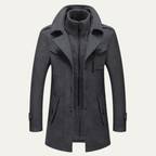 Men's Double-Collar Wool-Blend Business Coat