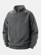 Men's Polar Fleece Quarter Zip Sweatshirt with Stand Collar
