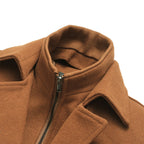 Men's wool-blend Winter Coat – Stand-Collar Button-Front Overcoat