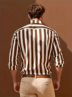 Men's Slim-Fit Striped Long Sleeve Shirt