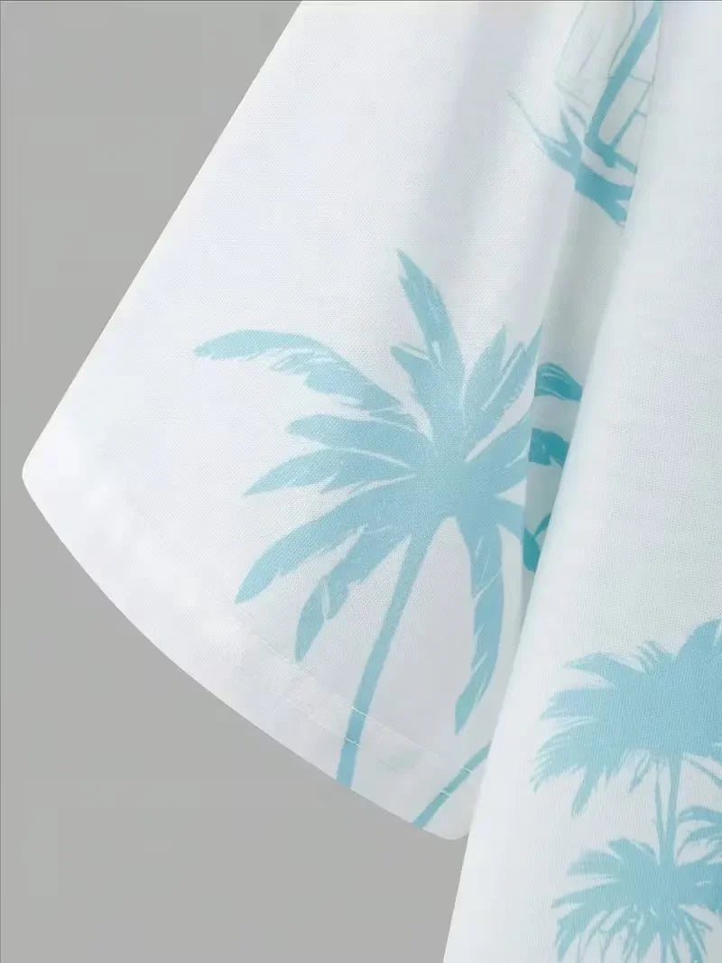 Men's Tropical Print T-Shirt and Shorts Set