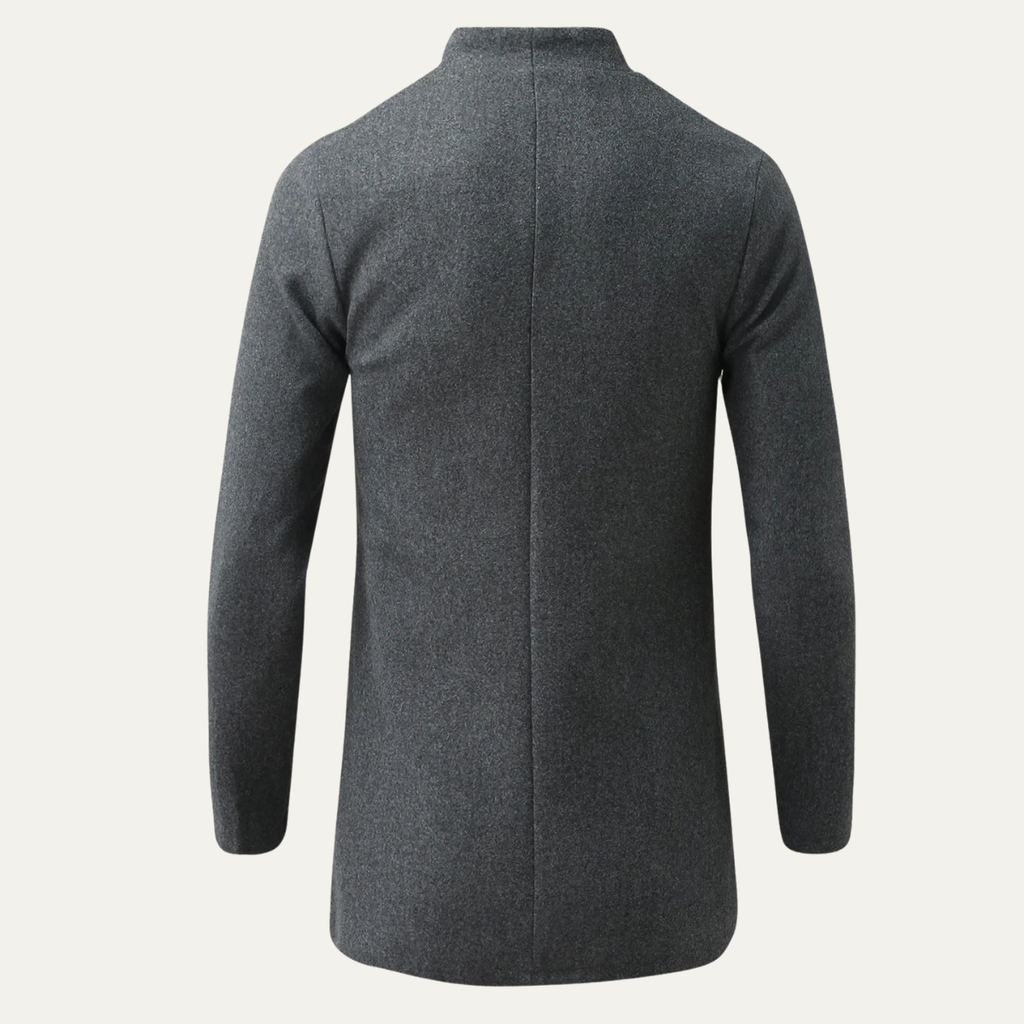 Men's Single-Breasted Wool-Blend Trench Coat – Mid Length
