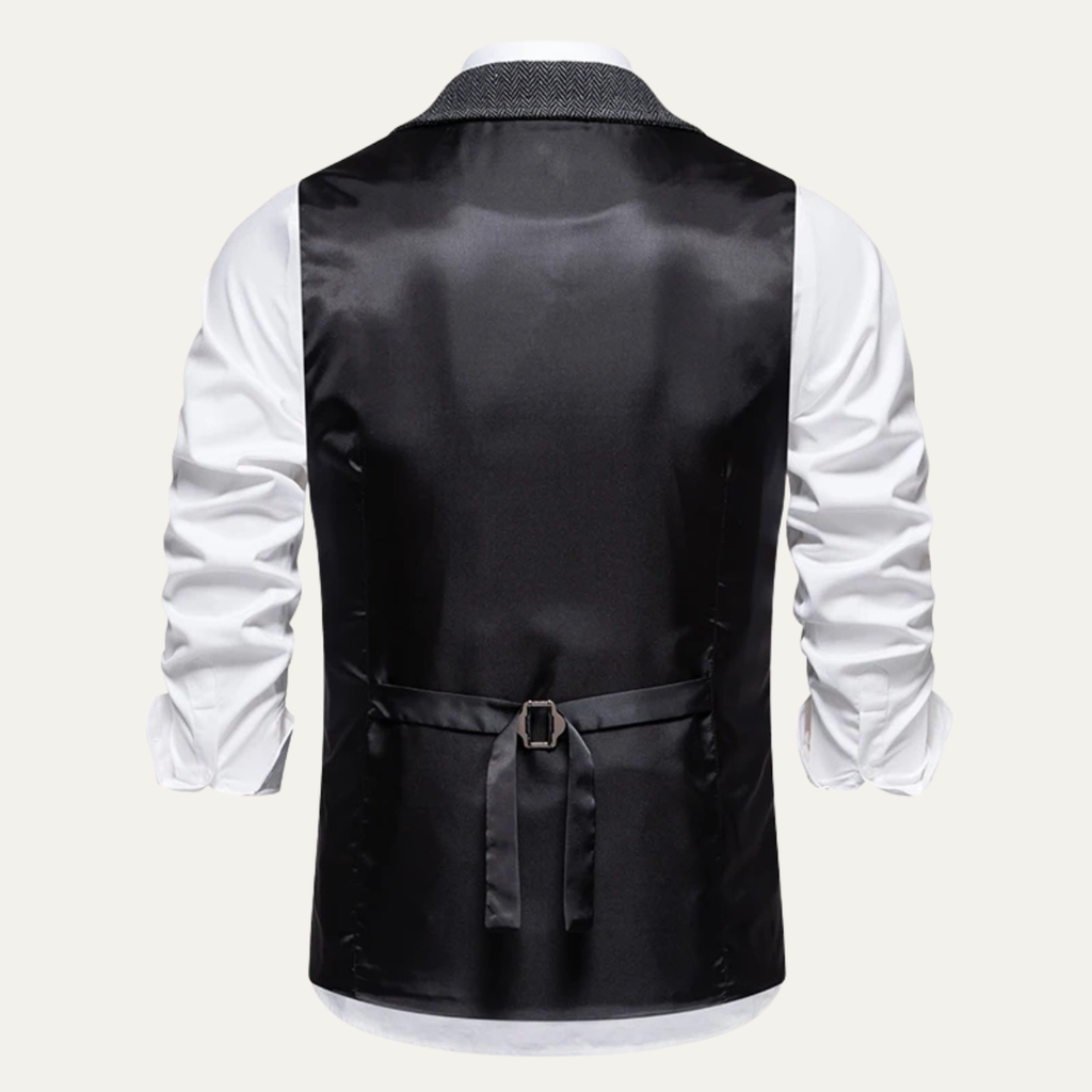 Men's Tweed-Style Waistcoat with Pocket Chain