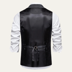 Men's Tweed-Style Waistcoat with Pocket Chain