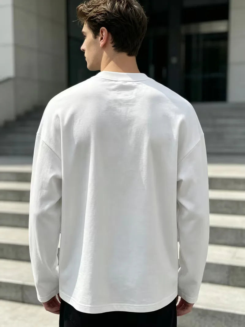 Men's Crew-Neck Longsleeve with Script Graphics – Six Colours