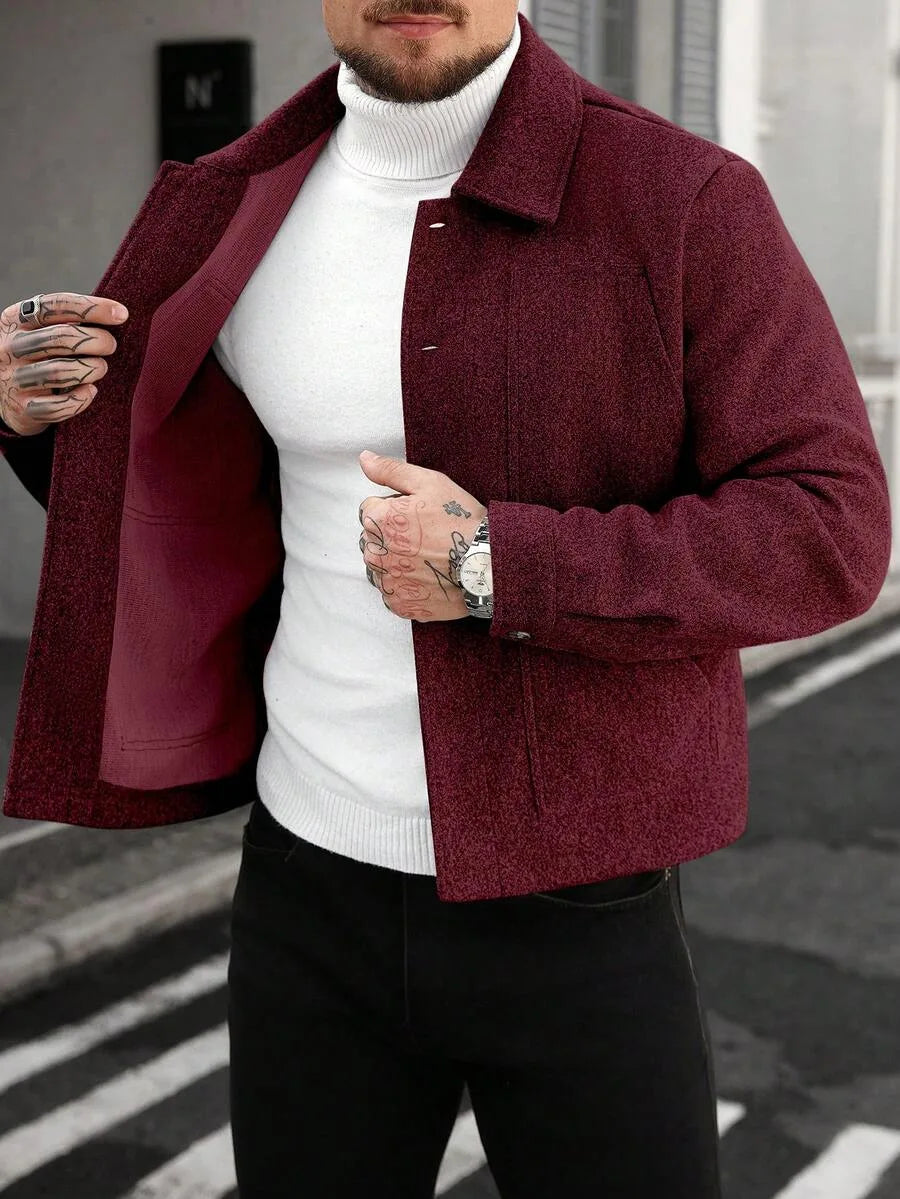 Men's Bomber Jacket with Collared Neckline