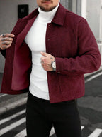 Men's Bomber Jacket with Collared Neckline