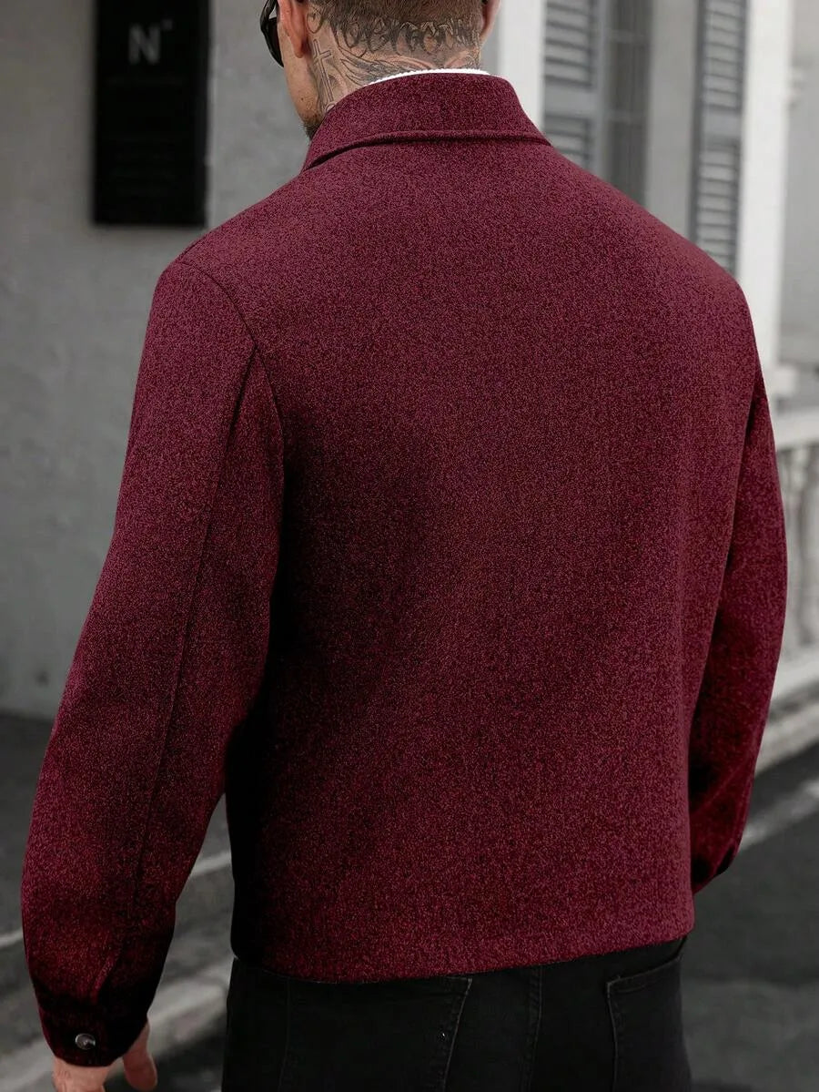 Men's Bomber Jacket with Collared Neckline