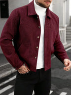 Men's Bomber Jacket with Collared Neckline