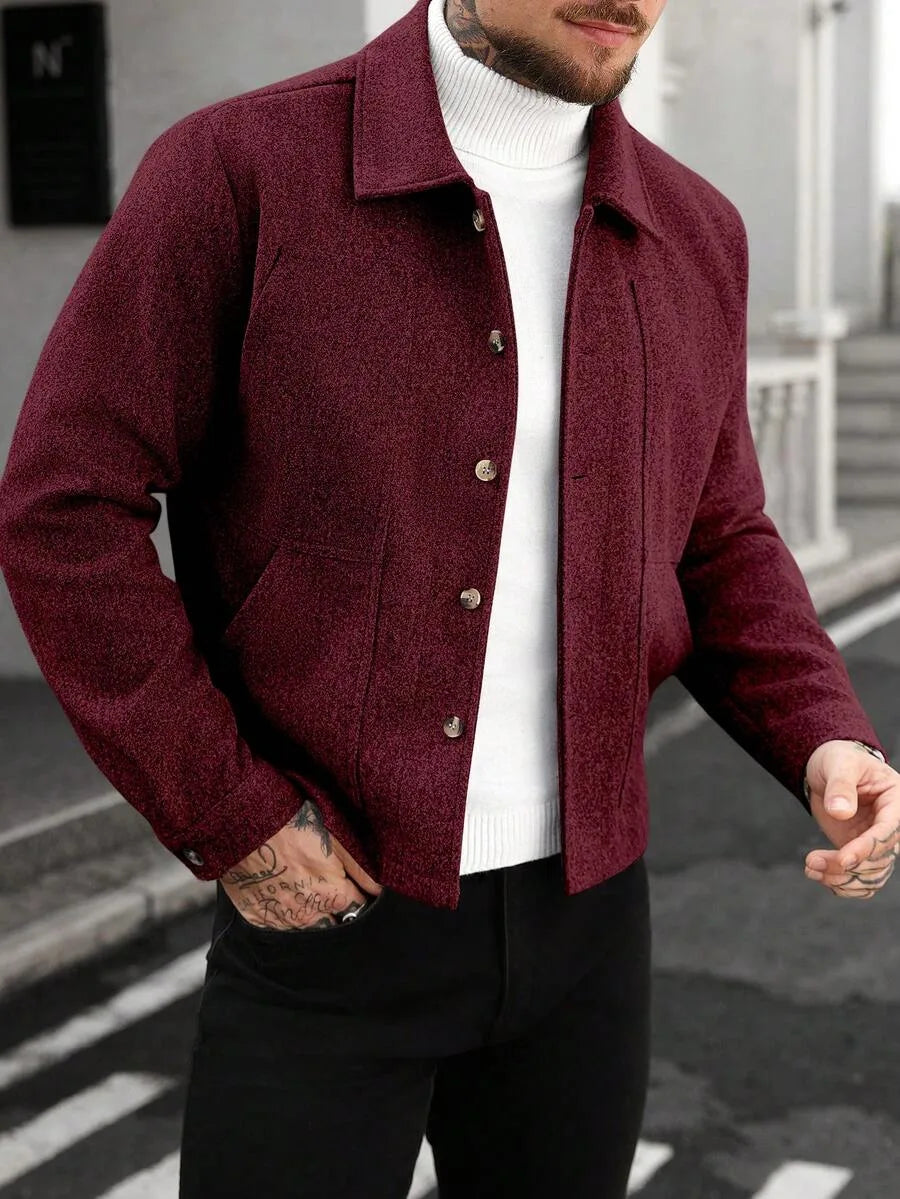 Men's Bomber Jacket with Collared Neckline