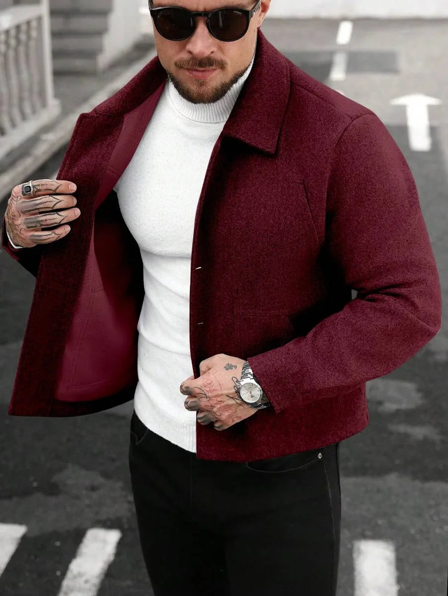 Men's Bomber Jacket with Collared Neckline