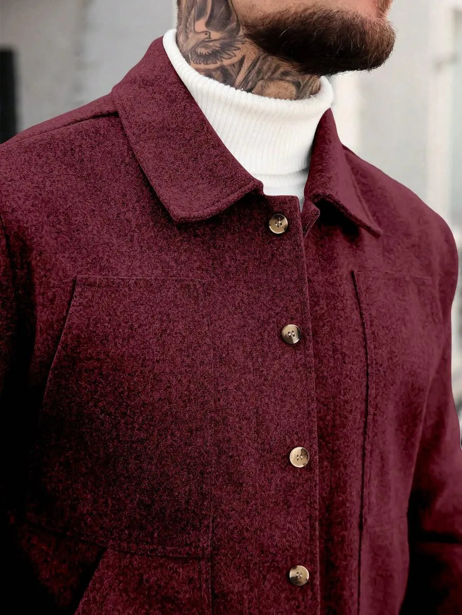 Men's Bomber Jacket with Collared Neckline