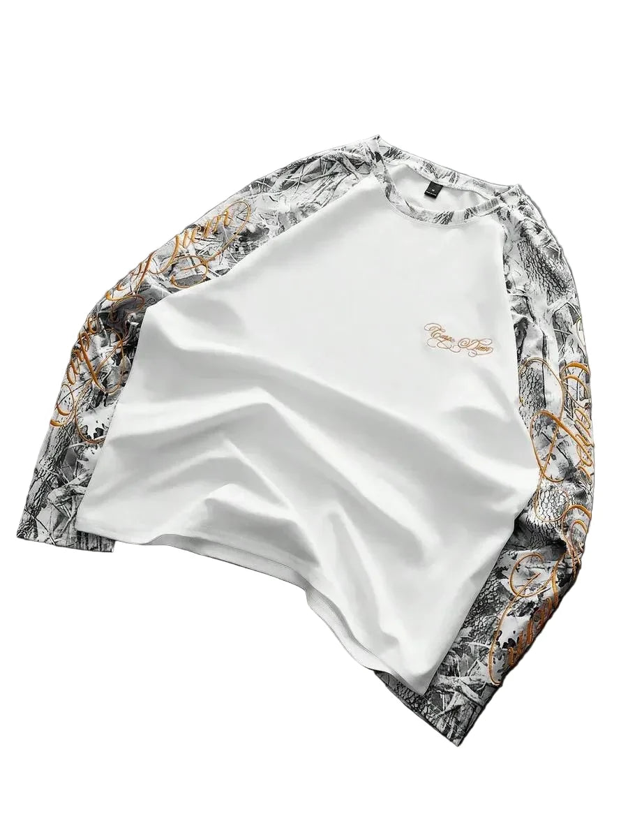 Men's Printed Raglan Longsleeve with Embroidered Chest