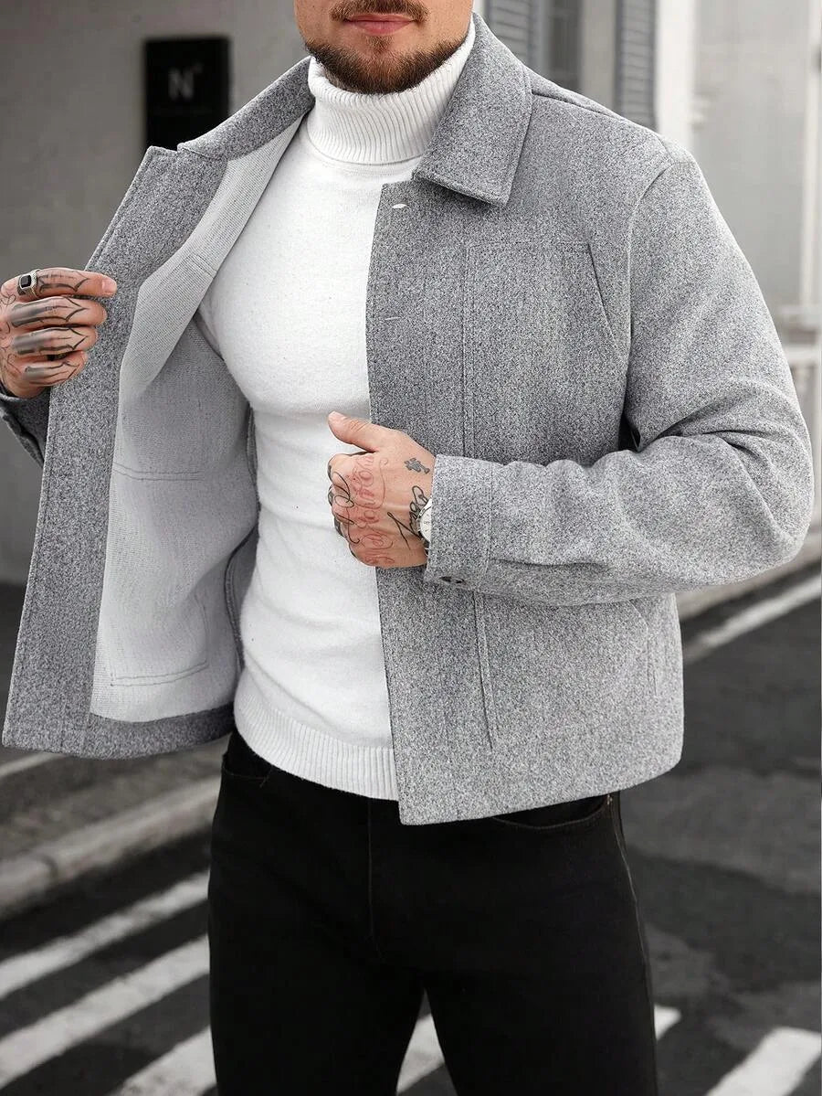 Men's Bomber Jacket with Collared Neckline