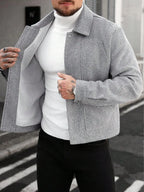 Men's Bomber Jacket with Collared Neckline