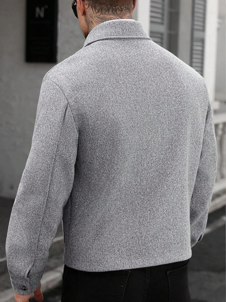 Men's Bomber Jacket with Collared Neckline