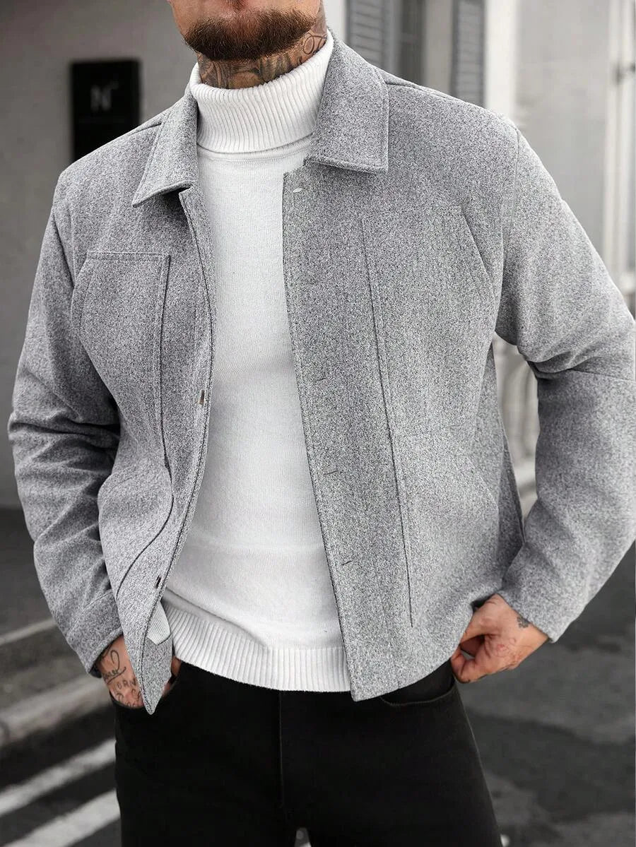 Men's Bomber Jacket with Collared Neckline