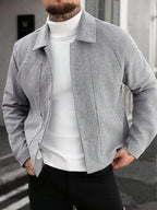 Men's Bomber Jacket with Collared Neckline