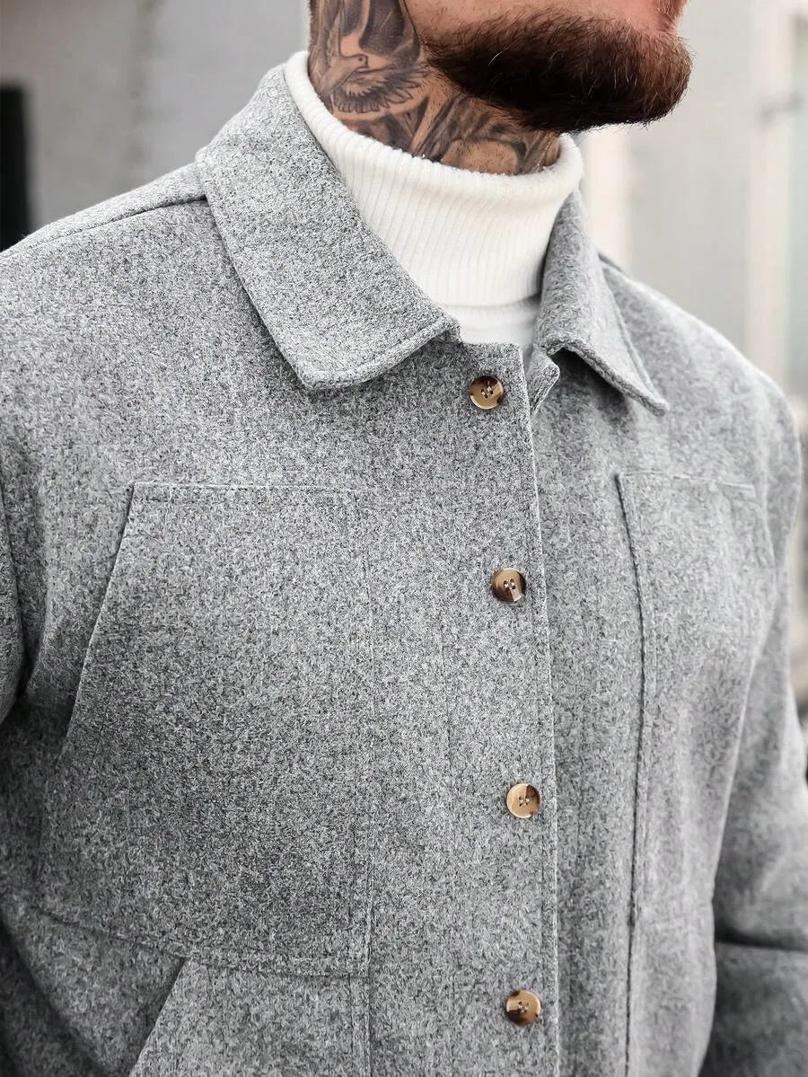 Men's Bomber Jacket with Collared Neckline