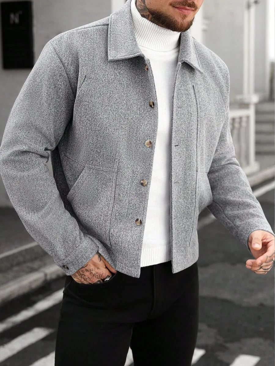 Men's Bomber Jacket with Collared Neckline