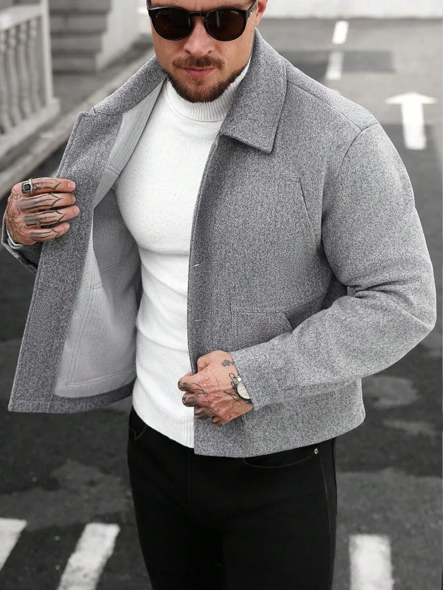 Men's Bomber Jacket with Collared Neckline