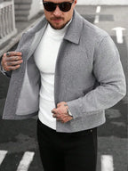 Men's Bomber Jacket with Collared Neckline