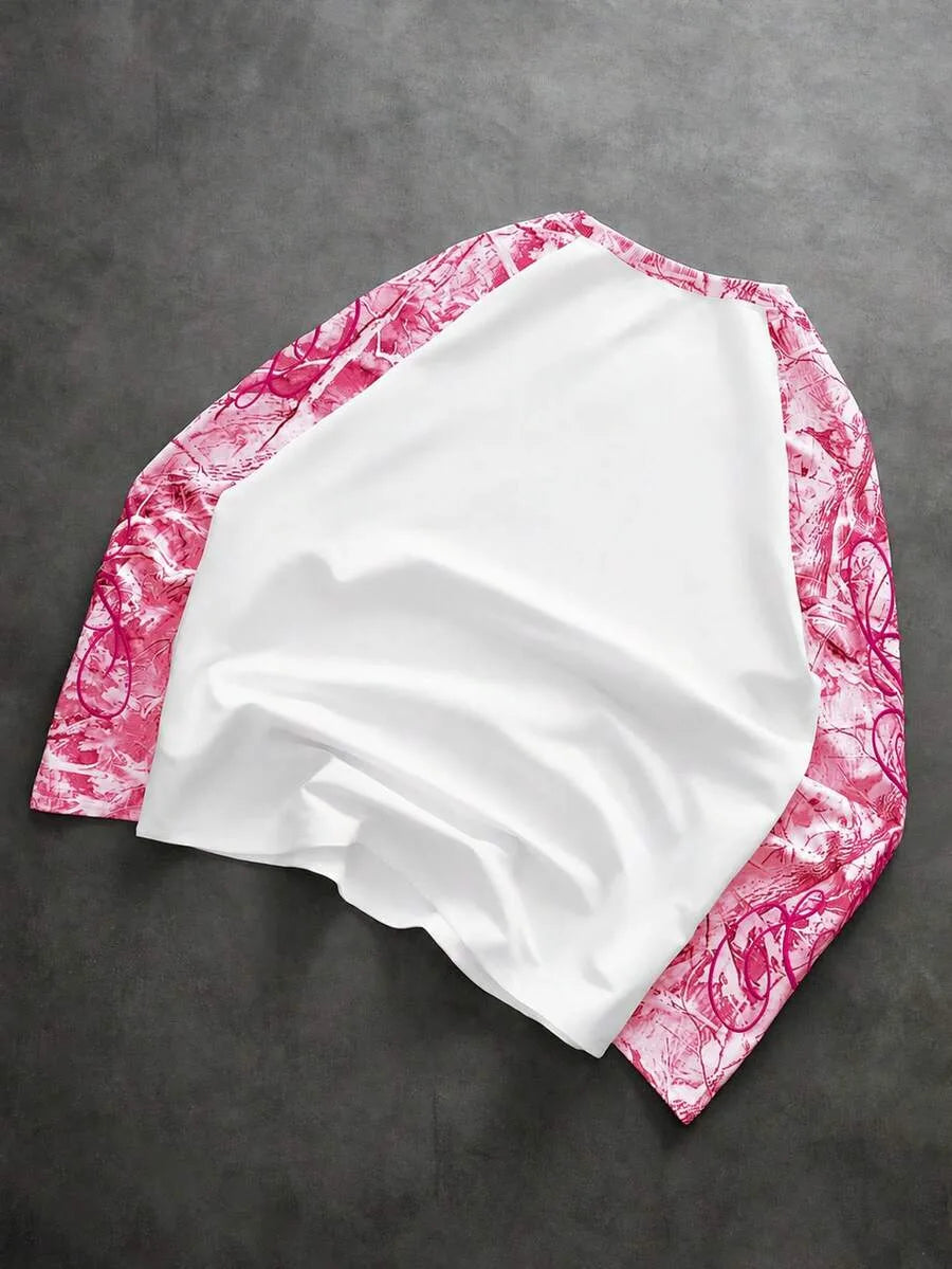 Men's Printed Raglan Longsleeve with Embroidered Chest