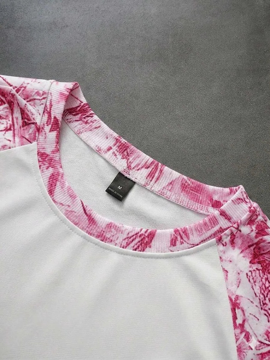 Men's Printed Raglan Longsleeve with Embroidered Chest