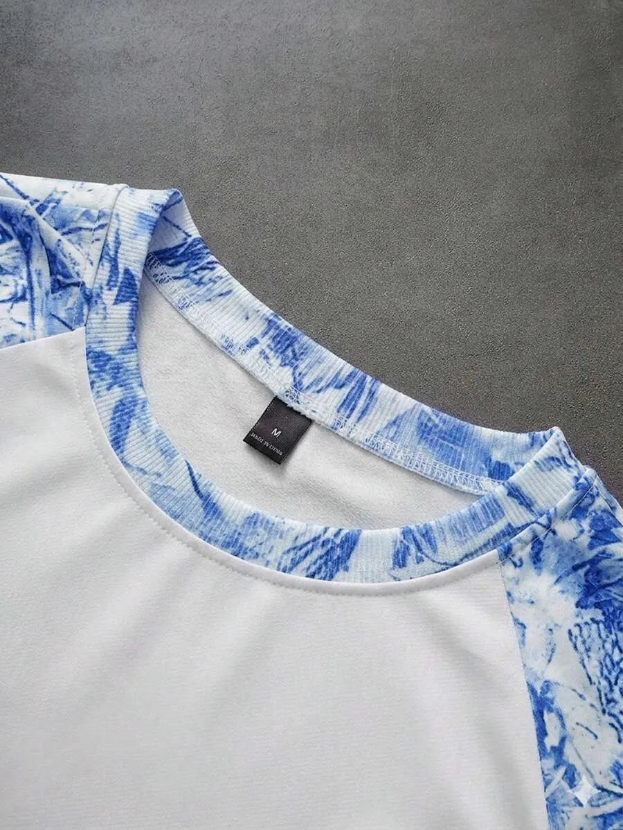 Men's Printed Raglan Longsleeve with Embroidered Chest