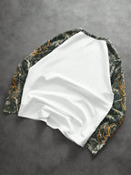 Men's Printed Raglan Longsleeve with Embroidered Chest