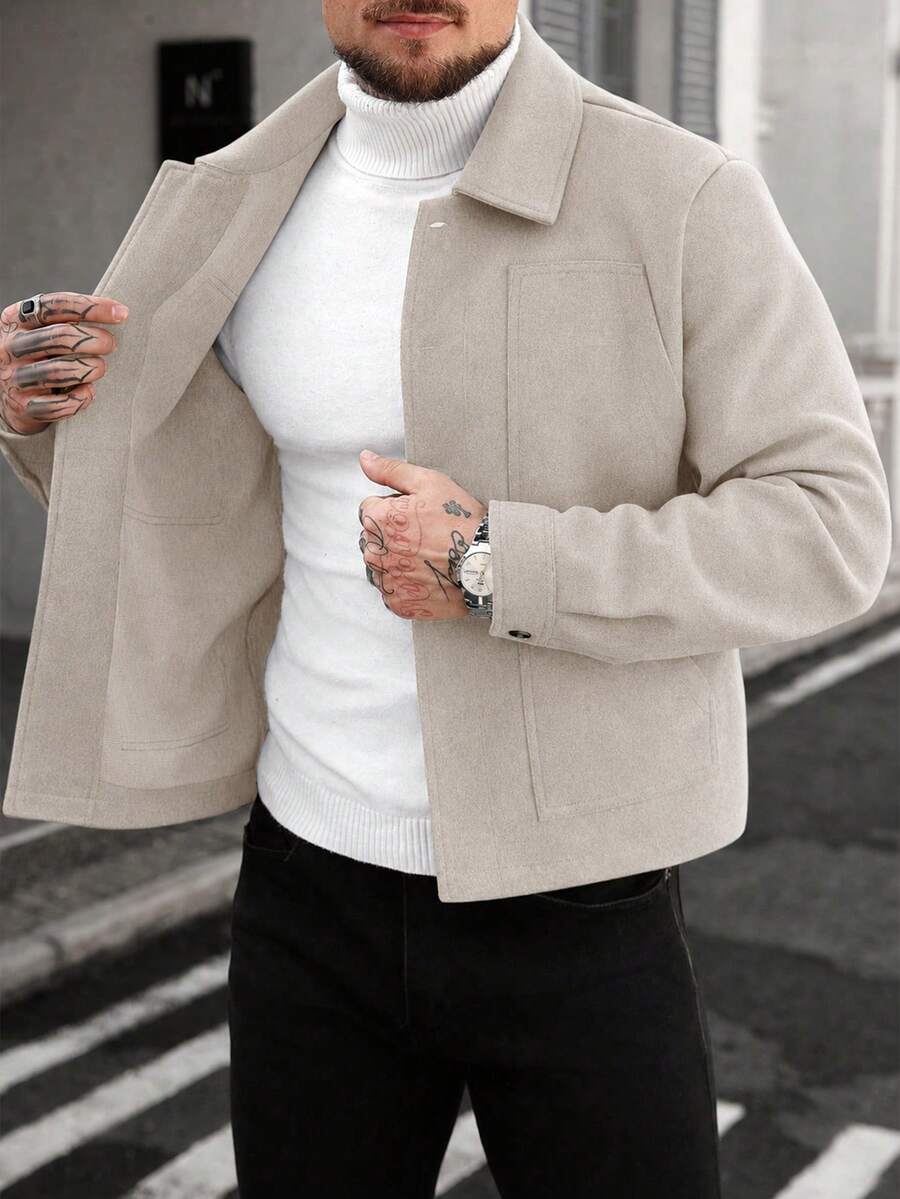 Men's Bomber Jacket with Collared Neckline