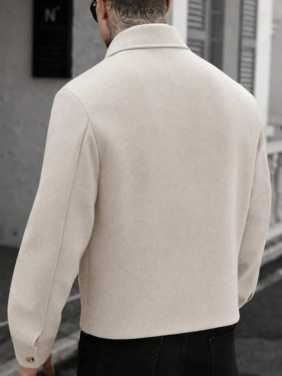 Men's Bomber Jacket with Collared Neckline