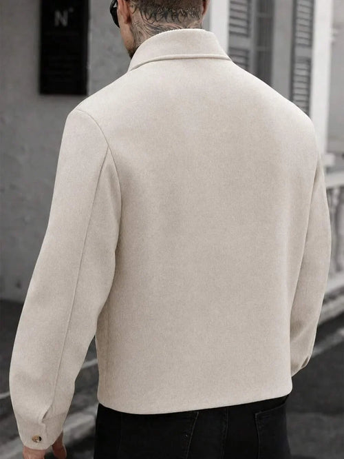 Men's Bomber Jacket with Collared Neckline