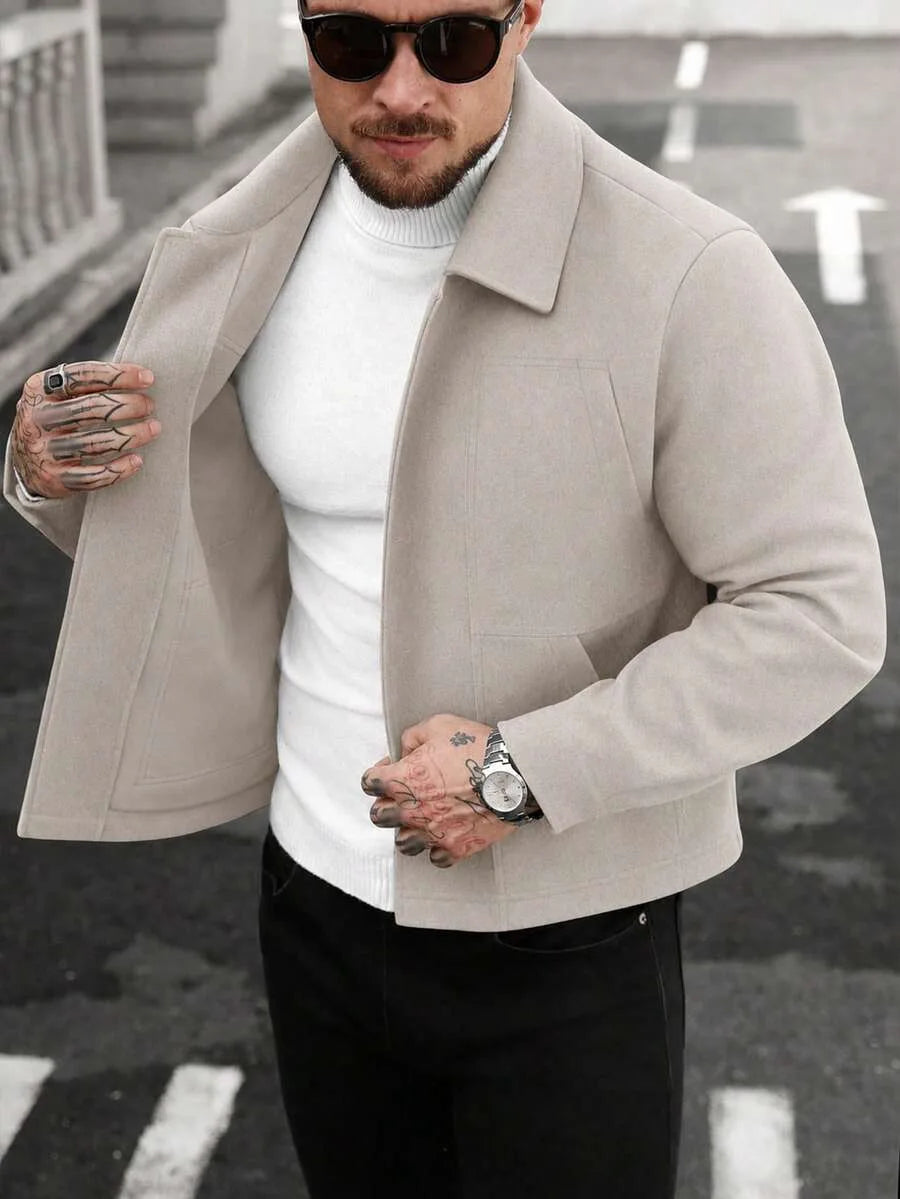 Men's Bomber Jacket with Collared Neckline