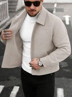 Men's Bomber Jacket with Collared Neckline