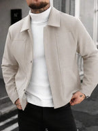 Men's Bomber Jacket with Collared Neckline