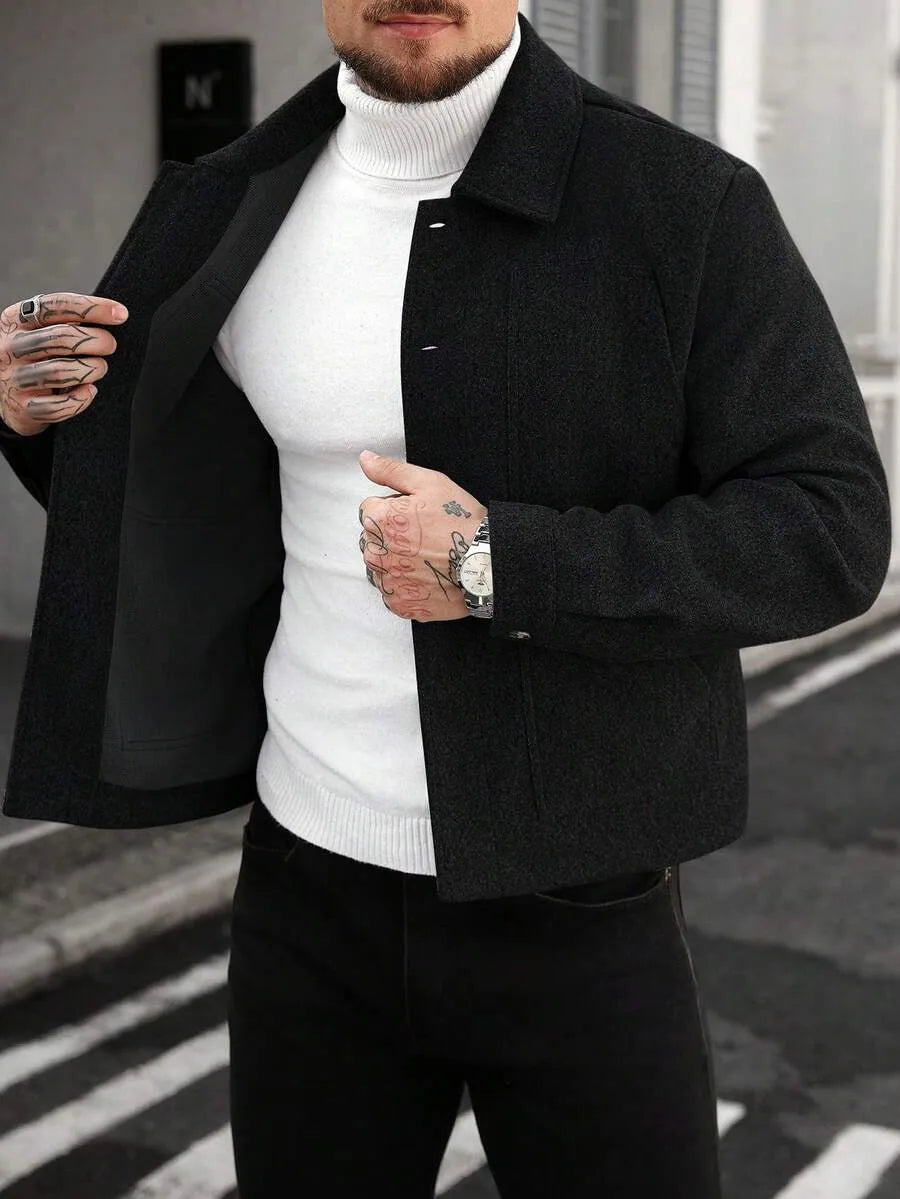Men's Bomber Jacket with Collared Neckline