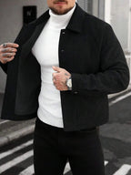 Men's Bomber Jacket with Collared Neckline