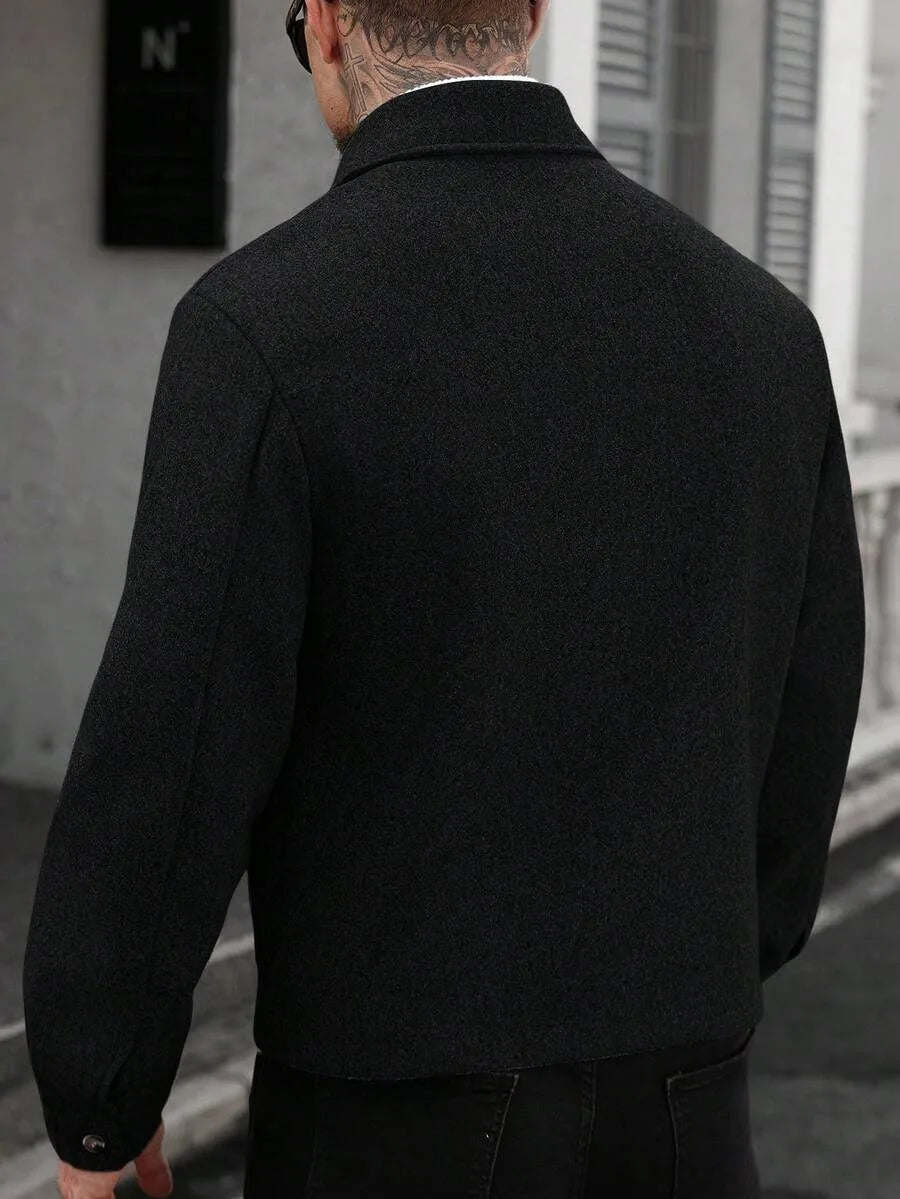 Men's Bomber Jacket with Collared Neckline