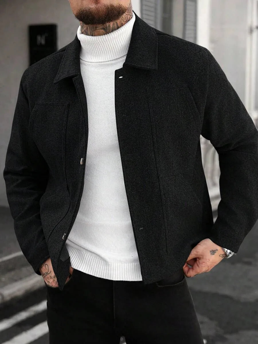 Men's Bomber Jacket with Collared Neckline