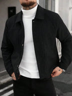 Men's Bomber Jacket with Collared Neckline